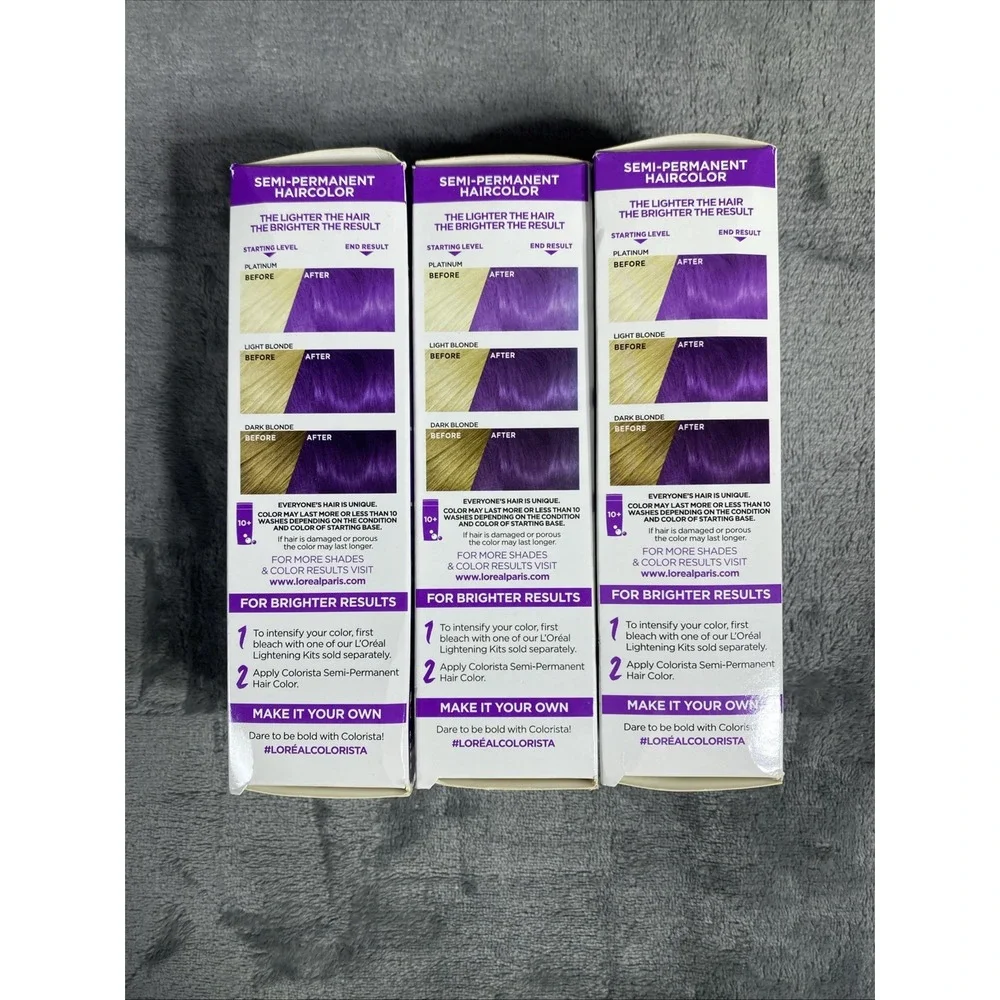 L'Oreal ColoRista Semi Permanent Lot of 3 Vegan Hair Dye Color Metallic Orchid04